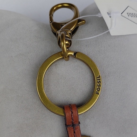 Fossil Brass Key Keychain with Leather Accent - Picture 4 of 5